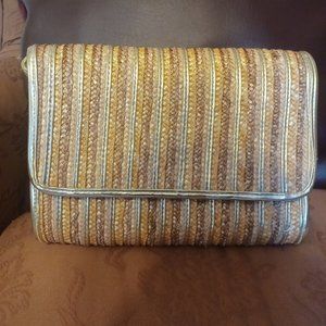 Gold Straw Shoulder Bag